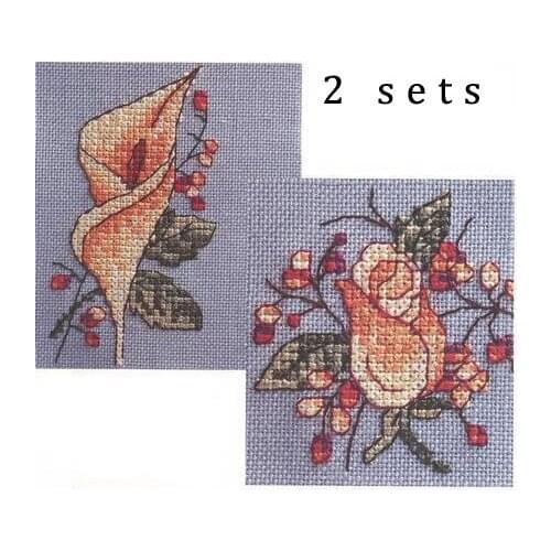 High Quality Lovely Counted Cross Stitch Kit Calla Lily and Rose Flower Flowers
