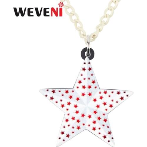 WEVENI Acrylic Christmas Star Shape Necklace Pendant Chain Choker Festival Decoration Jewelry For Women Girls Teens Gift New Hot