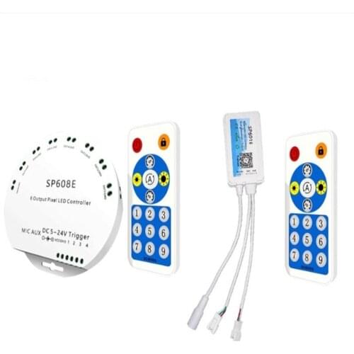 Wifi Music Controller SP601E/SP608E 8 CH Signal Output WS2811 2815 LED Light Strip In Mic IOS Android Bluetooth App DC5V-24V