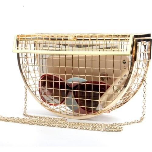 Women bag Metallic Bucket evening clutch bags Hollow Out Sequined Fashion shoulder bag transparent bag designer bags