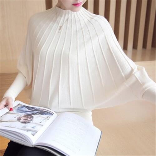 Sweater women clothes 2018 Fashion Autumn Winter Women Knitted Sweaters and Pullovers Batwing Sleeve Long Knitwear Femme ZY4250