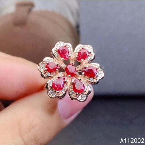 KJJEAXCMY fine jewelry natural Ruby 925 sterling silver new adjustable gemstone women ring support test classic elegant