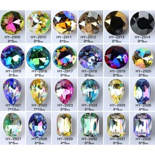10pcs/lot, Fashion Shapes Nail Art 3d Sharp Back K9 Crystals Iridescent Rainbow Colors Rhinestones Decorations