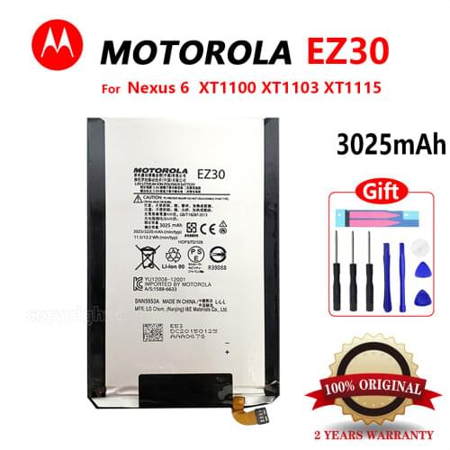 100% Genuine EZ30 3220mAh Replacement Phone Battery For Motorola Nexus 6 Google XT1115 XT1110 xt1103 nexus6 EZ30 Mobile Battery