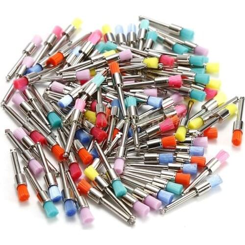 100pcs Dental Nylon Polishing Polisher Prophy Brush Flat Type Lab Product Colorful High Quality