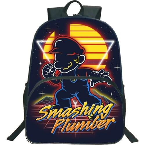 16 Inch Mochila Children Mario Bros School Bags for Children Kids Cartoon Anime Print Large Primary Bookbags Boy Girl Backpack 2