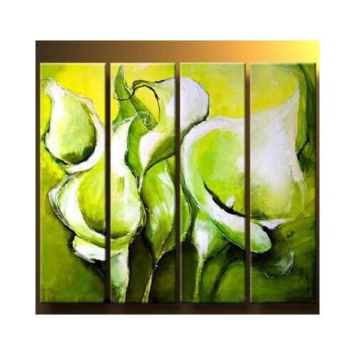 4pcs Hand Painted Canvas Painting-Lemon Callas-Modern Canvas Art Wall Decor-Floral Oil Painting Wall Art