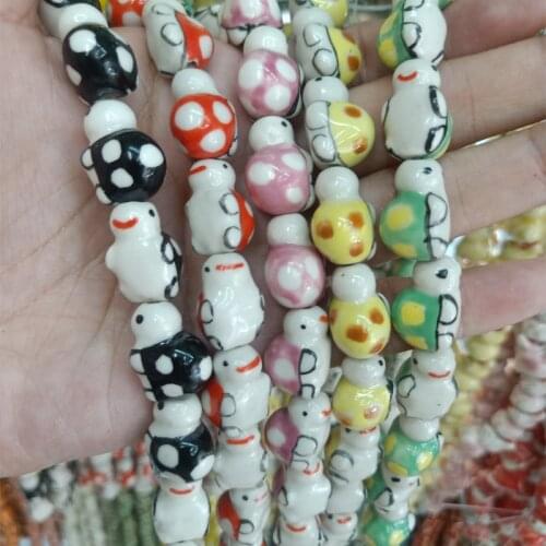 5pcs Hand Painted Cute Little Turtle Ceramic Beads DIY Loose Spacer Tortoise Ceramics Bead Black/Pink/Green/Yellow/Red Color