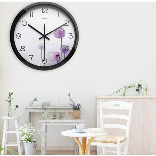 Airinou Hot Sales Creative Aesthetic Dandelion Clock 12inch 14inch Metal Glass Large Watch