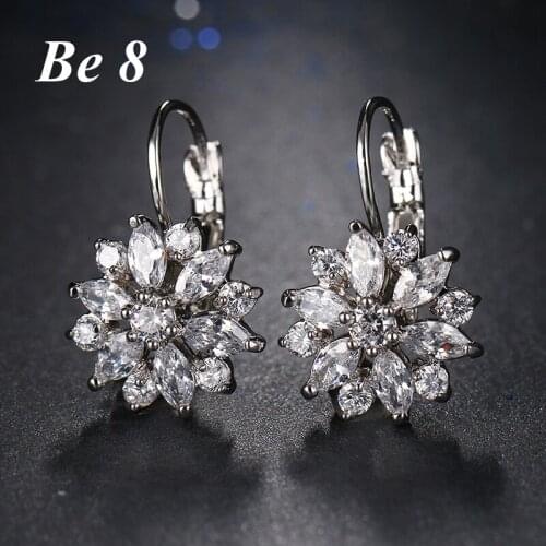 Be8 Brand New Style Marquise Flower Shape Cubic Zirconia Dangle Earrings Wedding Accessories Birthday Gifts Drop Earrings E-206