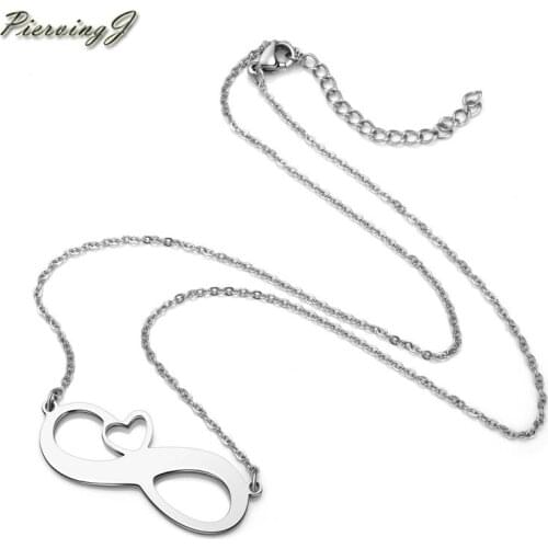 PiercingJ Stainless Steel Forever Love Infinity Heart Love Pendant Necklace Women Necklace for Valentines Mothers Day