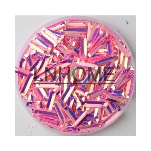 2000pcs 3*14mm Rectangle Cup Sequins Golden Platting Shoes Hat Decoration Materials/Wedding Beauty Accessories Pink Spangles