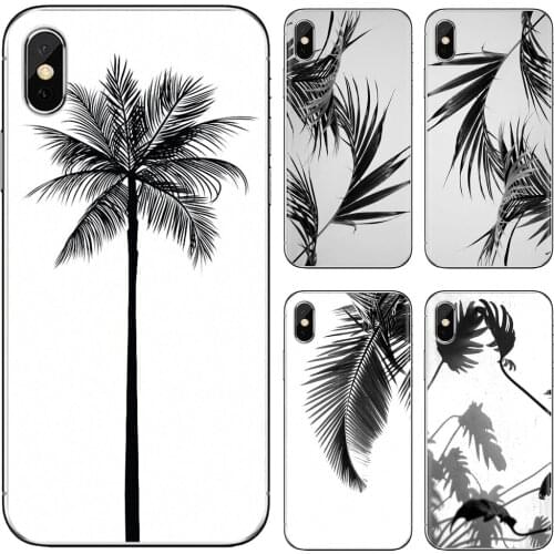 For ZTE Blade A910 A610 A530 A510 For Oneplus One plus 3T 5T 6T 6 7 8 7T Pro Soft Case Black white palm leaves palm trees Art