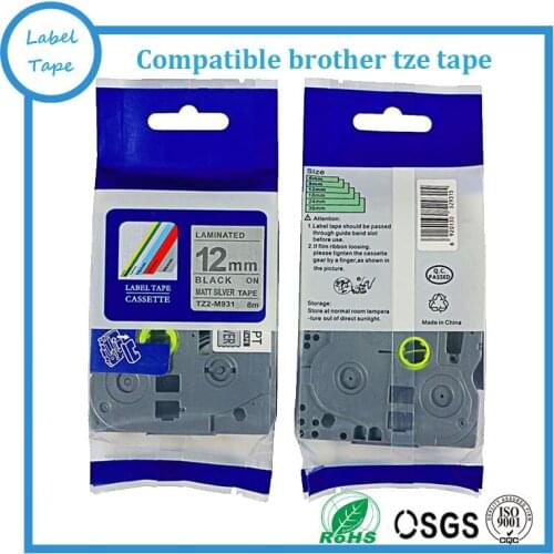Cheap compatible TZe-m931 TZ-m931 tze m931 Black on Matte silver tz label tapes for Brother Ptouch label printer