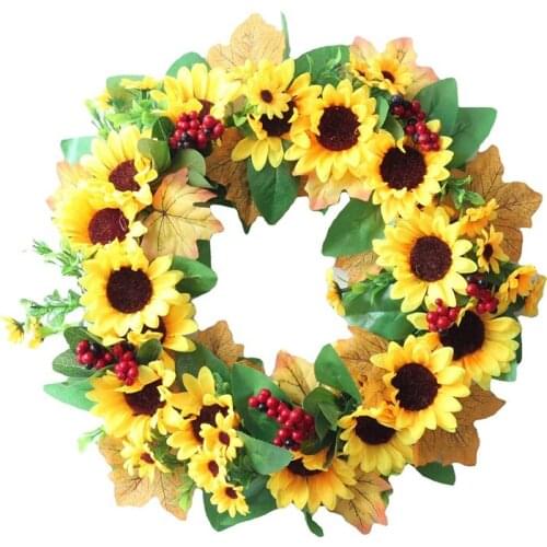 Artificial Sunflower Wreath Fall Wreath For Front Door Wall Window Wedding Party Farmhouse Home Decoration