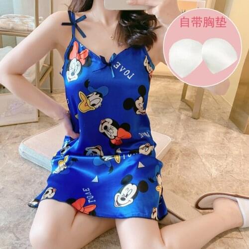 Disney Summer princess Minnie robes V-neck sleepwear snow White princess nightgowns casual strap nightdress mickey mouse