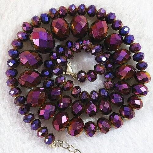 Hot sale purple crystal glass 6-14mm newly abacus faceted beads diy fashion jewelry necklace making 18"B641