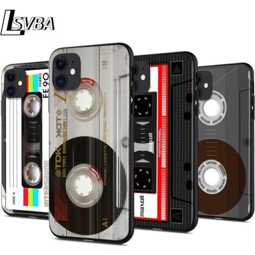 Magnetic tape Cassette audio tape Anti-fall Silicone Phone Case For iPhone 2020 11 Pro XS Max XR X 8 7 6 6S Plus 5 Black Cover