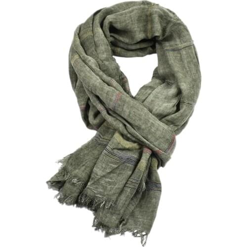 Fashion Brand Men Scarf Autumn Winter Cotton Linen Mens Stripe Scarves Casual Black Navy Scarves Bufanda Male Accessories