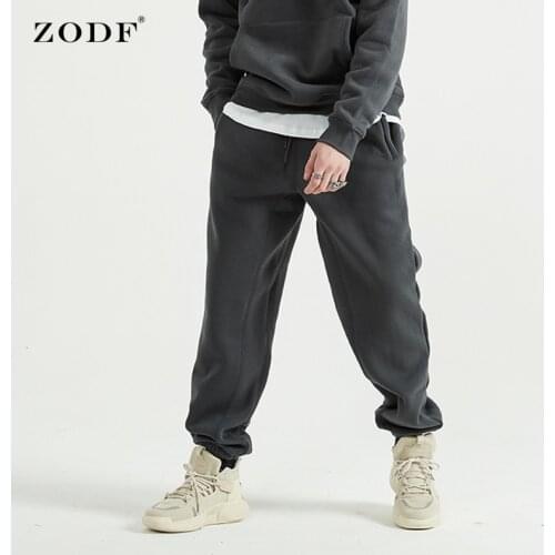 ZODF 2021 New Men Sweatpants Solid Color Loose Fit Retro Style Hip Hop Mens Sweatpants Street Wear Winter Pants 2207