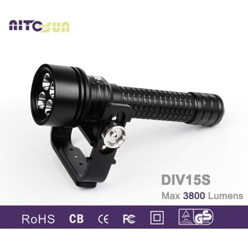 NITESUN DIV15S Diving Flashlight 4* V3 6500K LEDs max 3800LM underwater 150 meter waterproof dive torch search rescue light