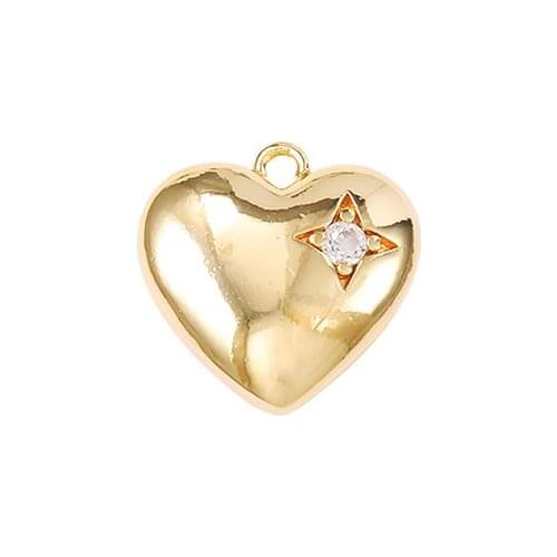 Factory Wholesale Gold Color Brass And Zircon Heart Charms Pendants Necklace And Bracelet Earring Diy Jewelry Accessories
