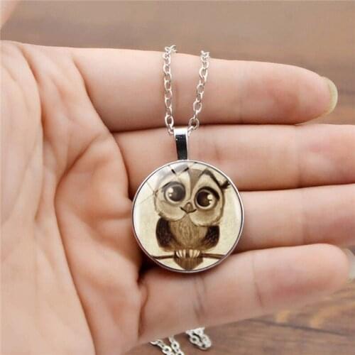 Owl Necklace Women Geometric Necklace Round Necklace Circle Necklaces & Pendants Choker Jewelry Link Chain Trendy Alloy HJUEY