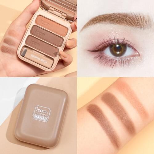 Three-color Eyebrow Powder Three-dimensional Natural Waterproof Lasting Non-marking Shadow Repair Powder 1Pcs
