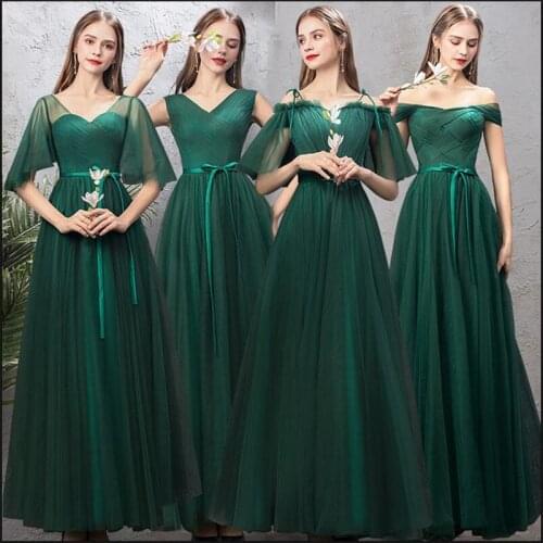 New Bridesmaids Dress Long Emerald Green Formal Simple Graduation Prom Gown For Girls Mismatched Vestido Dama de Honra Longo