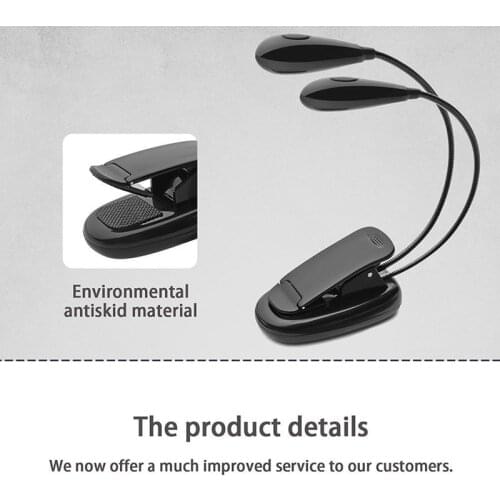 HOT!Adjustable 2 Dual Arms 4 LED Clip On LED Lamp Music Stand And Book Reading Guitar Sheet Music Accessories