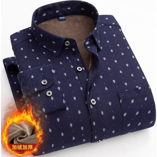 Winter shirt men New 2021 Fleece thick warm shirt fashion plaid long sleeve men Oversize 5XL 6XL 7XL Multiple color options