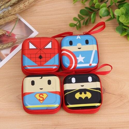 Marvel Captain America Anime Coin Purse Disney The Avengers Spiderman Headset Storage Bag Charger Data Cable Storage Box