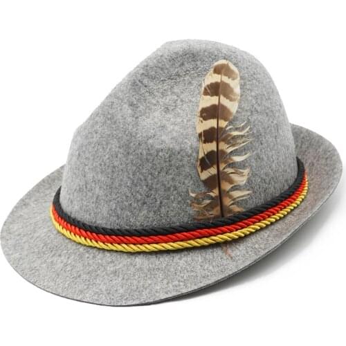 Halloween Hat Munich Beer Hat German Alpine Hat Unisex Panama Jazz Feather Hat Halloween Costume
