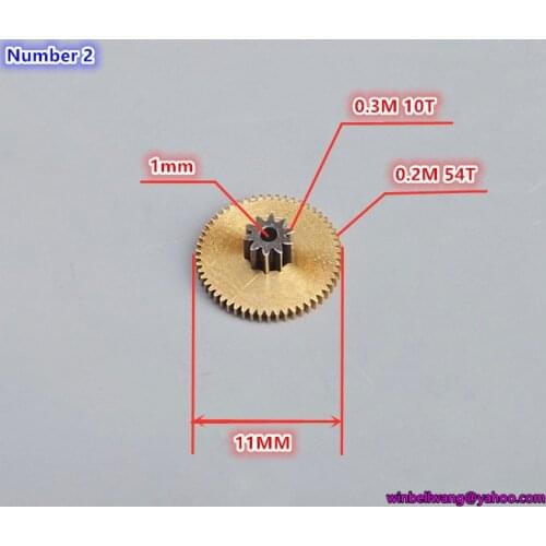 Brand new 0.3M 10T + 0.2M 54T OD 3.6mm 11.2mm duplex gear 0.2modulus 0.3modulus copper gear