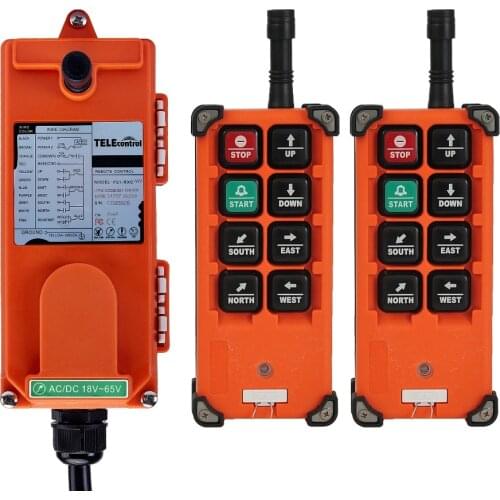 6 Single Speed Push Buttons F21-E1B Universal Industrial Radio Remote Rontrol 8 Channel 2 Transmitter 1 Receiver for Cranes