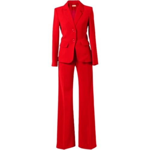 High-quality womens suit spring and autumn new European and American fashion professional temperament wide-leg pants two-piece