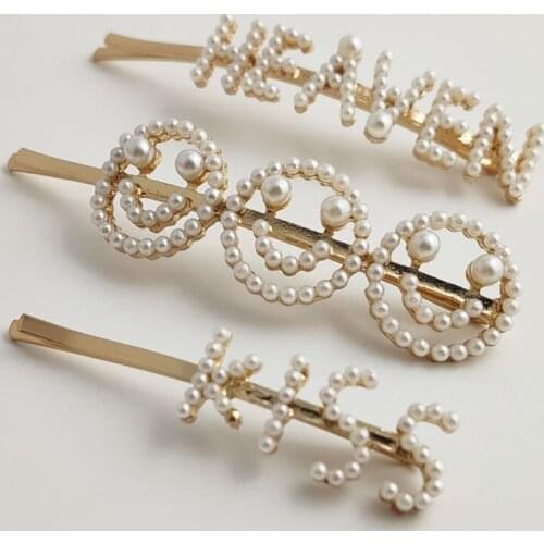 Hair Jewelry Coroa Noiva Edition Letter Pearl Pin Smile Girl Celebrity Hairpin For Clip Bang To Wholesale A Word Crown Tiara