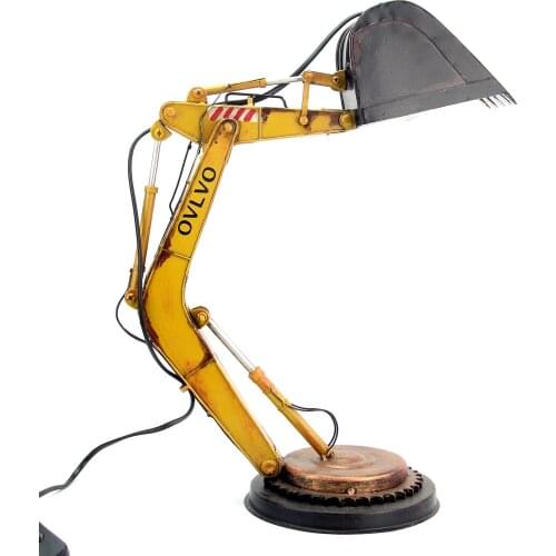 Iron Vintage Model Antique Metal Punk Table Lamp Desktop Decoration Excavator Shaped Lamp Creative Industrial Wind Lightin