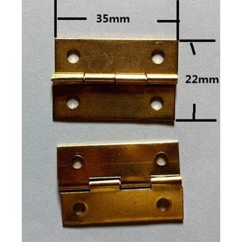 Yellow Metal Cabinet Door Luggage Hinge,4 Holes Decor,Furniture Decoration,Antique Vintage Old Style,35*22mm,40Pcs