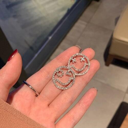 LOVOACC Unique Design Hollow Smile Statement Earrings for Women Girls Asymmetric Face Stud Earrings Cute Fashion Jewelry 2021