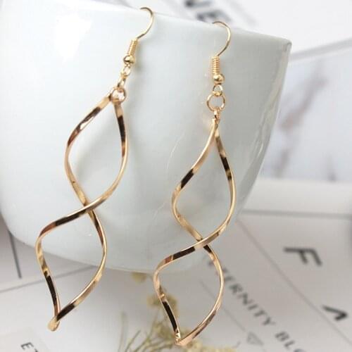 New Fashion Earrings Simple Gold Silver Color Spiral Curved Wavy Infinity Symbol Drop Earrings for Women Ladies Jewelry Gifts