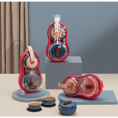 Zq Anti-Scald One Pot Two Cups Travel Tea Set Portable Storage Bag Outdoor Tea Set