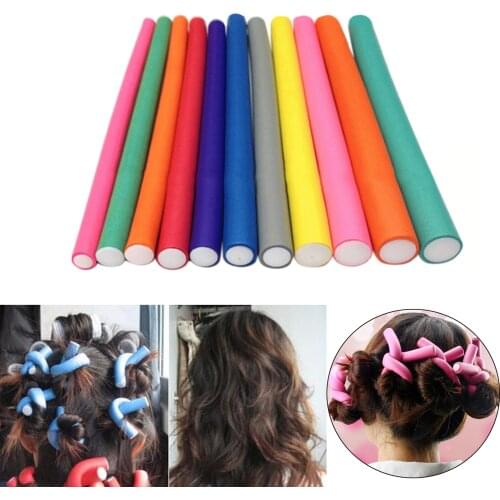 10Pcs Soft Hair Foam Curler Roller Flex Rods Easy Use Hair Styling Tools