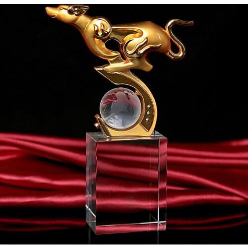 2020 CUSTOMIZE CUSTOM BUSINESS GIFT -OFFICE COMPANY MATCH COMPETITION MASCOT HUNTING ANIMAL DOG HOUND CRYSTAL STATUE TROPHY