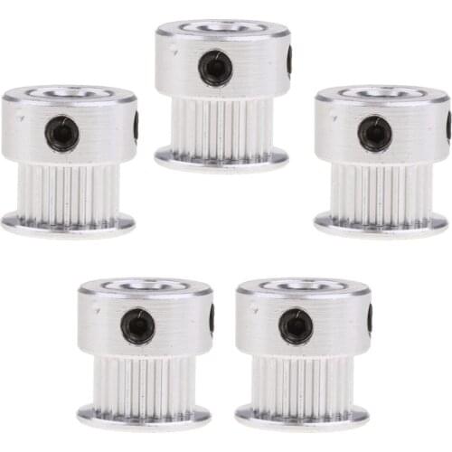 5Pcs 2GT 6mm Width Timing Belt Pulley 20 Teeth Bore 5mm, 3D Printer Accessories, Durable Aluminum for Use