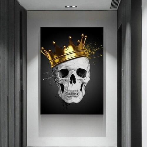 Abstract Skull and Gold Crown Poster Modern Room Decoration Painting Wall Art Print Canvas Wall Painting Wall Decoration