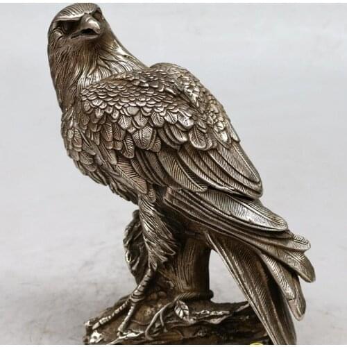 Antique Old 18C Silver Statue/ Sculpture Decoration--geomantic omen Eagle ,hand crafts,best collection&adornment,free shipping