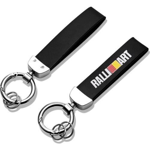 Car Metal+Leather RALLI ART Emblem Key Chain Car Keyring Keychain For Mitsubishi ASX Lancer 10 Pajero Outlander L200 EVO