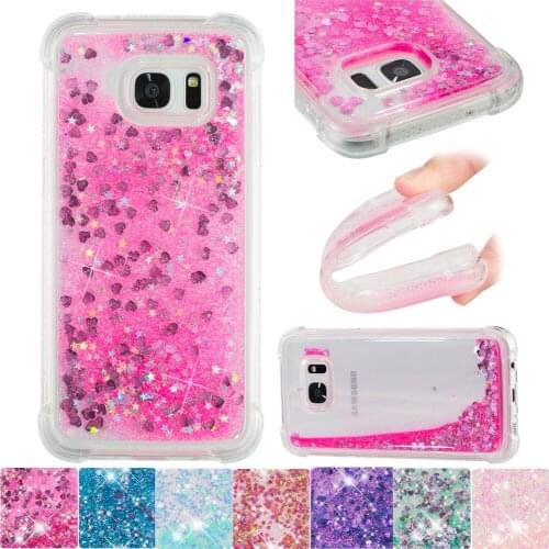 Bling Liquid Soft TPU Bumper Case for Samsung Galaxy S7 Edge S 7 Cute Glitter Full Cover SM-G935F SM-G935FD SM-G930F SM-G930FD
