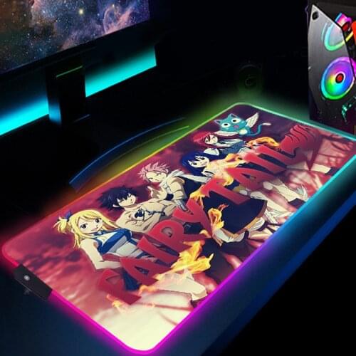 Large RGB Keyboard mouse pad Anime Manga Fairy Tail Mouse Mats Gaming Mousepad XL LED High Speed Computer Accessories Desk Mat